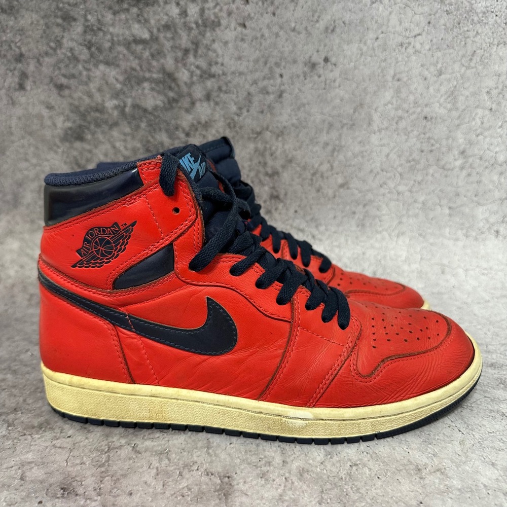 Nike Air Jordan 1 Retro High OG Mens 8 Red David Letterman Sneakers 555088-606